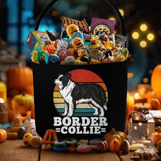 Border Collie Dog Lover Retro Fabric Baskets