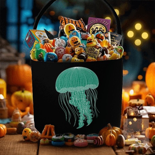 Sea life, Green Jellyfish Fabric Baskets