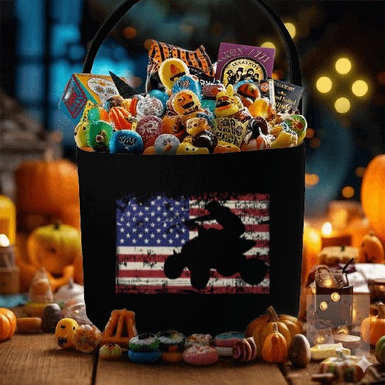 ATV Quad USA American Flag Four Wheeler Rider Fabric Baskets