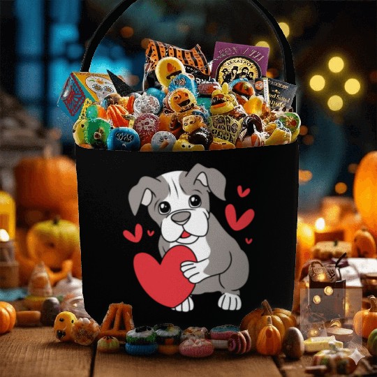 Cute Heart Puppy Boston Terrier Dog Fabric Baskets