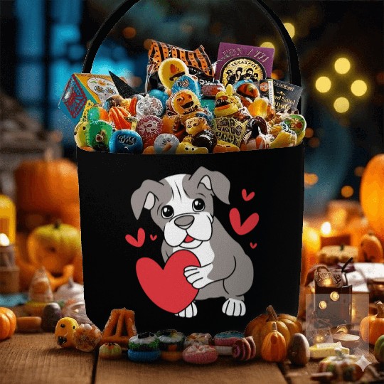 Cute Heart Puppy Boston Terrier Dog Fabric Baskets