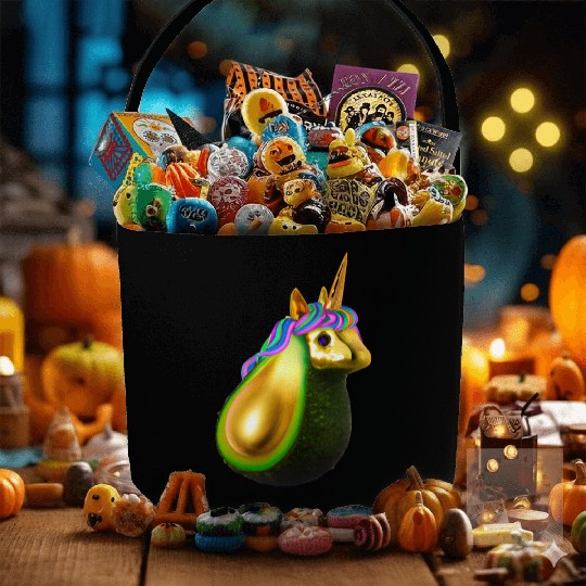 Happy unicorn avocado Fabric Baskets