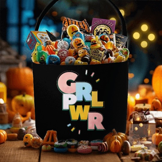 Pwr Typography On Green Fabric Baskets