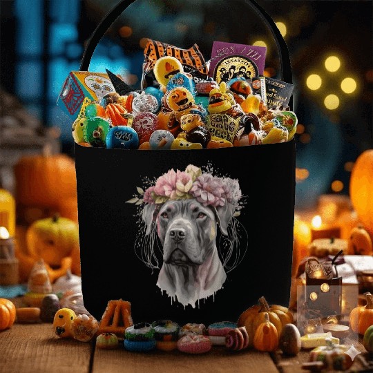 Cute Cane Corso Flower Crown Pet Dog Floral Puppy Fabric Baskets