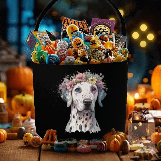 Cute Dalmatian Flower Crown Pet Dog Puppy Fabric Baskets