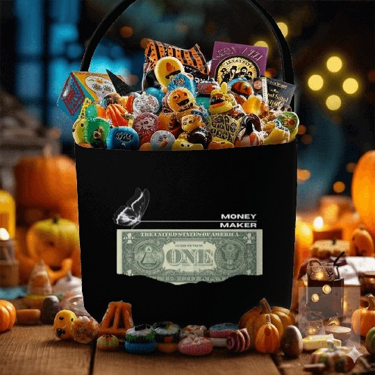 Black Vintage Money Fabric Baskets