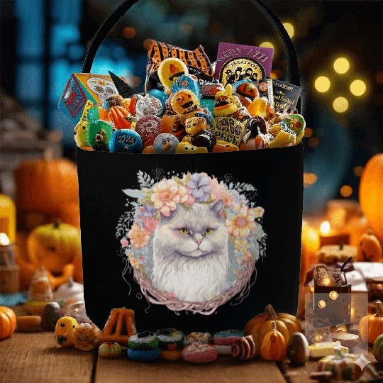 Cute Persian Cat Flower Crown Cats Pet Kitten Fabric Baskets