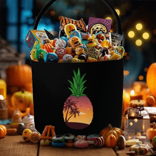 Pineapple Beach Sunset - Tropical Summer Fabric Baskets