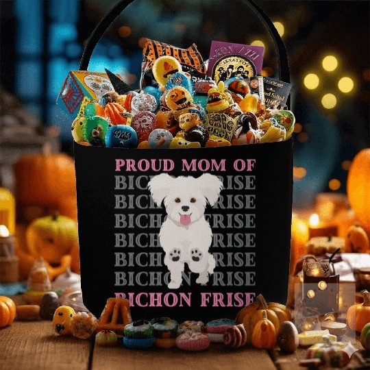 Proud mom of Bichon Frise cute puppy dog mom dad Fabric Baskets