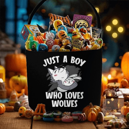 Just A Boy Who Loves Wolves Werewolf Wolf Lover Fabric Baskets