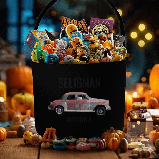 Old car city of Seligman in Arizonna, US Route 66 Fabric Baskets