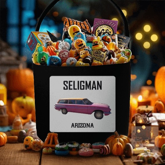 Old car city of Seligman in Arizonna, US Route 66 Fabric Baskets