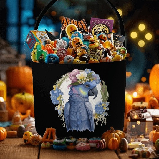 Cute Hyacinth Macaw Parrot Bird Flower Crown Pet B Fabric Baskets