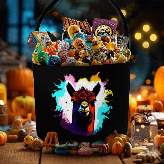 Cute Vintage Ink Splash Alpaca Retro Alpaca Farmer Fabric Baskets