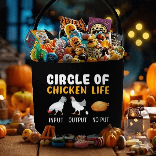 Funny Farmer Animal Circle Of Chicken Life Fabric Baskets