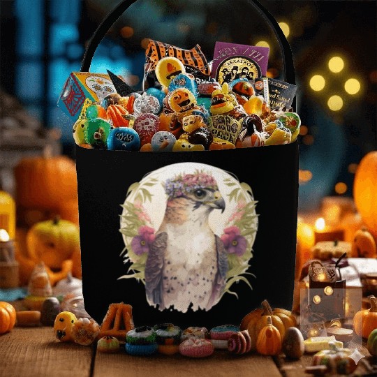 Watercolor Falcon Birds Of Prey Flower Crown Flora Fabric Baskets