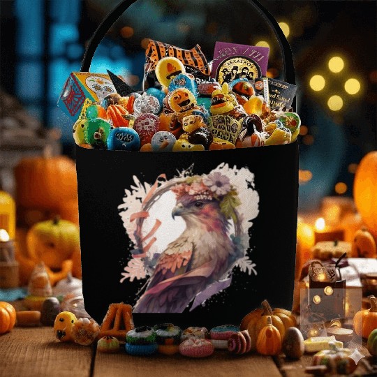 Birds Of Prey Kite Bird Flower Crown Floral Fabric Baskets