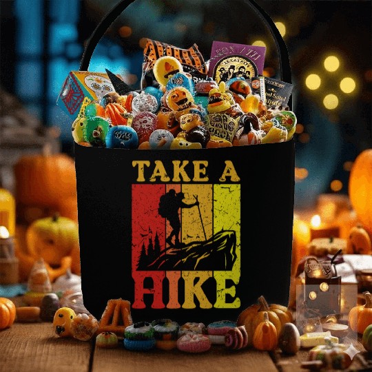 Take a Hike Wanderlust Hiker Hiking Mountains Fabric Baskets