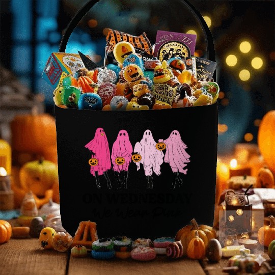 Breast Cancer On Wednesday We Wear Pink Halloween Fabric Baskets