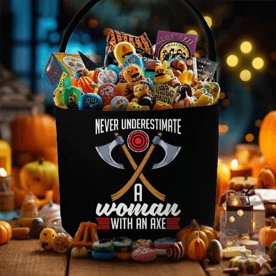 Axe Throwing Never Underestimate A Woman Bullseye Fabric Baskets