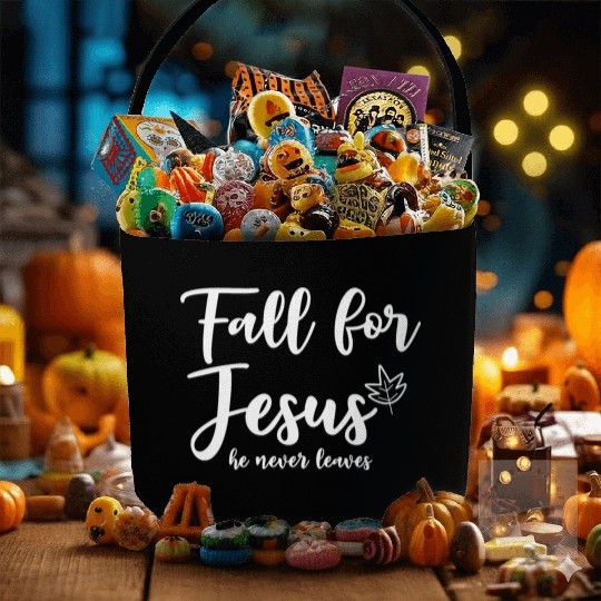 Fall For Jesus, He Never Leaves 2 Fabric Baskets