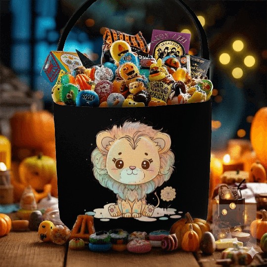 Cute Lion Pastel Drawing Fabric Baskets