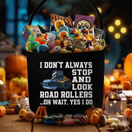 Funny Road Roller Lover Outfit Construction Worker Fabric Baskets