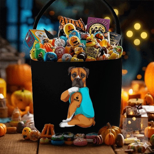 Boxer I Love Mom Tattoo Apparel Dog Mom Gifts Fabric Baskets