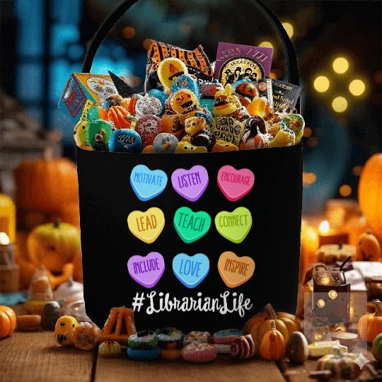 Librarian Life Teacher Valentines Day Pastel Candy Fabric Baskets