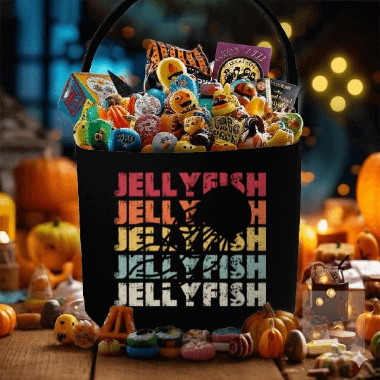 Retro Jellyfish Silhouette Men Women Ocean Lover Fabric Baskets