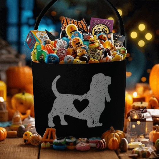 Black Basset hound Fabric Baskets