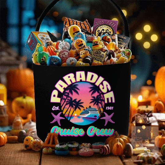 Paradise Cruise Crew-80's Miami Cruise Ship Design Fabric Baskets