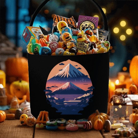 Serene Mount Fuji Sunset Peaceful River Scenery Fabric Baskets