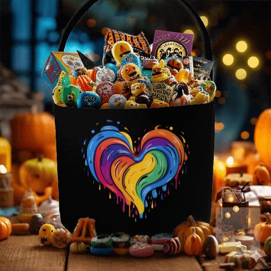 Love is Love: LGBT Rainbow Heart for All Fabric Baskets