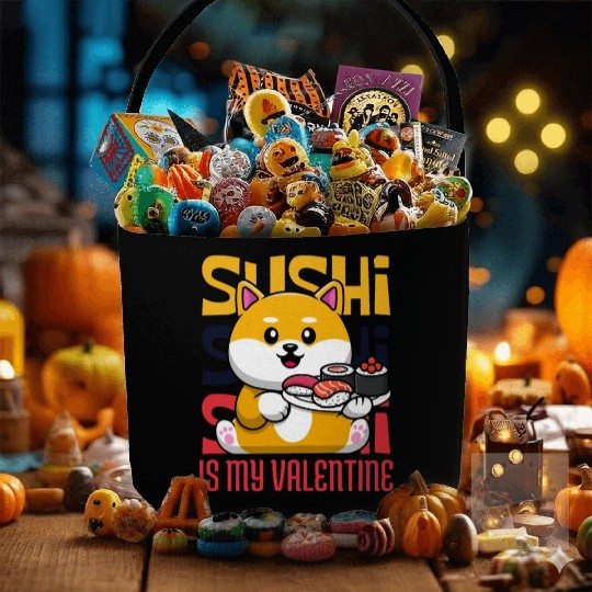 Sushi is my Valentine A Cute and Funny Design Fabric Baskets