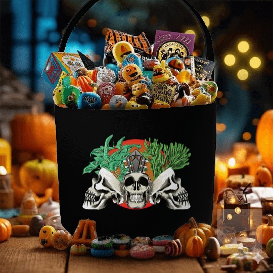 Skull Plant of the blood moon night light Fabric Baskets