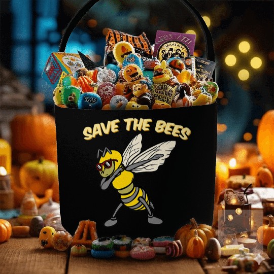 Save The Bees Fabric Baskets Dabbing Bumblebee Bee
