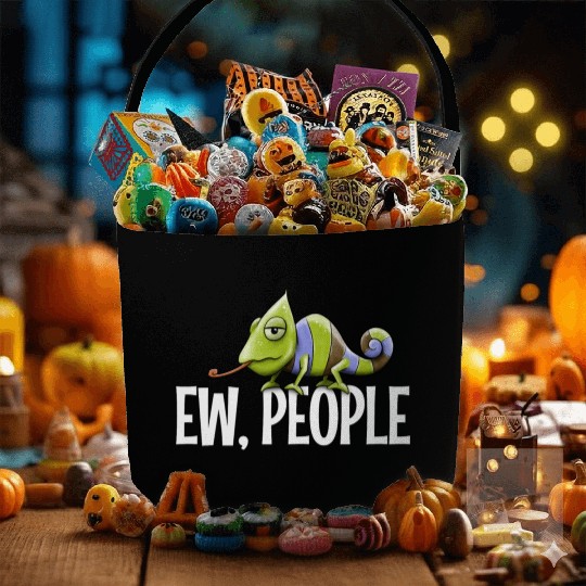 Ew People Grumpy Chameleon Lovers Sarcastic Joke Fabric Baskets