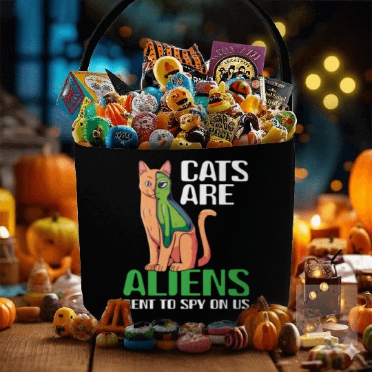 Cats Are Aliens Funny Cat Owner Astronomy Lover Fabric Baskets