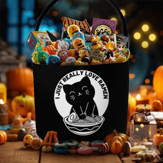 I Just Really Love Ramen Cat Lover Fabric Baskets