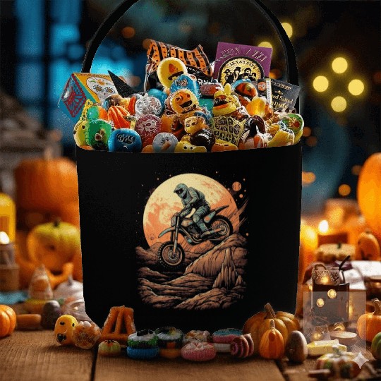 Dirt Bike Moon Motocross Motorcycle Riding Biker Fabric Baskets