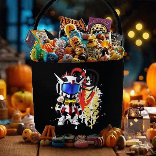 Chibi Mecha: A Cute Cyberpunk Design 8 Fabric Baskets