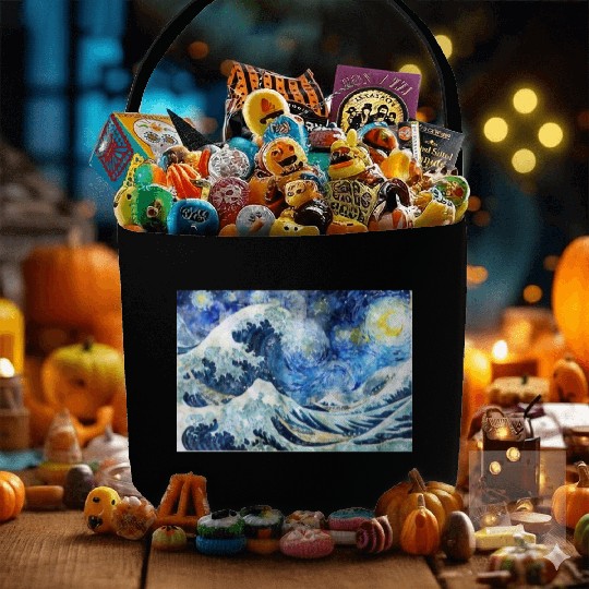 Great Wave During a Starry Night Click on Artist Fabric Baskets