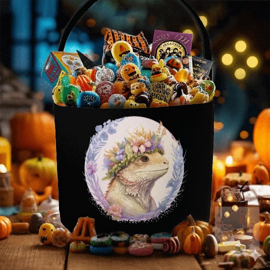 Floral Bearded Dragon Flower Crown Pet Lizard Love Fabric Baskets