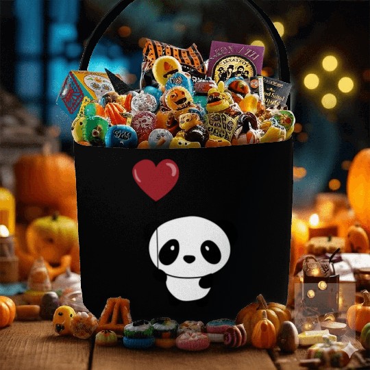 Cute Chibi Panda Valentine Balloon Heart Fabric Baskets