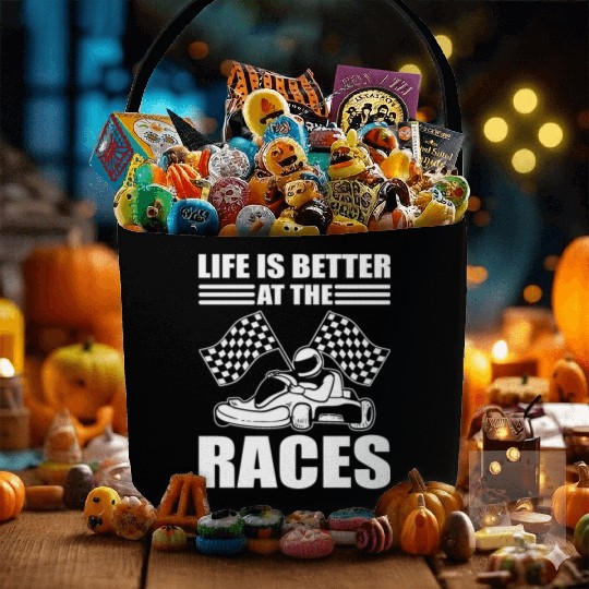 Life Is Better At The Races Go Kart Racer Fabric Baskets