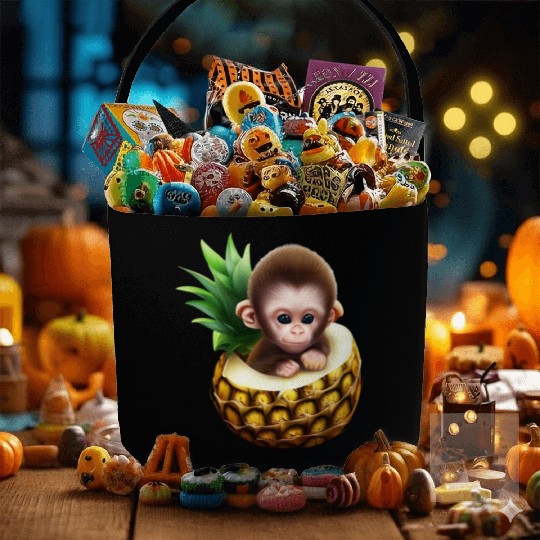 Little monkey in a pineapple Fabric Baskets