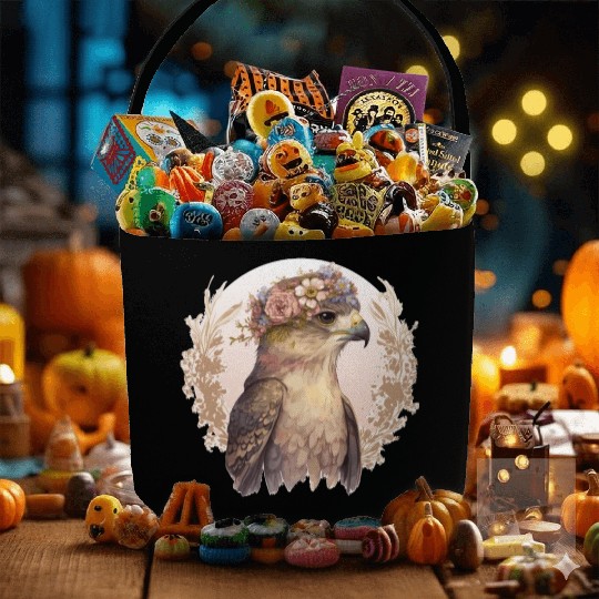 Watercolor Hawk Bird Of Prey Flower Crown Floral B Fabric Baskets