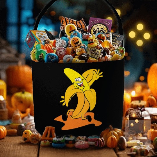 funny running banana Fabric Baskets