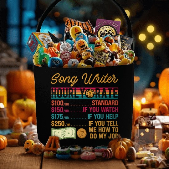 Funny Vintage Song Writer Hourly Rate Job Title Fabric Baskets